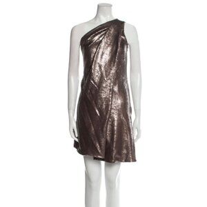 kaufmanfranco cocktail dress bronze sequin one shoulder 2 or XS Grecian style